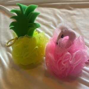 Pineapple and Flamingo Bath Loofahs